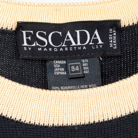 Escada by Margaretha Ley Navy Wool-Knit Piped Sweater & Skirt Set - Picture 9 of 16